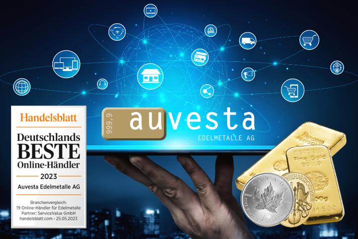 Auszeichnung für die Auvesta als bester Onlinehändler 2023 vom Handelsblatt
